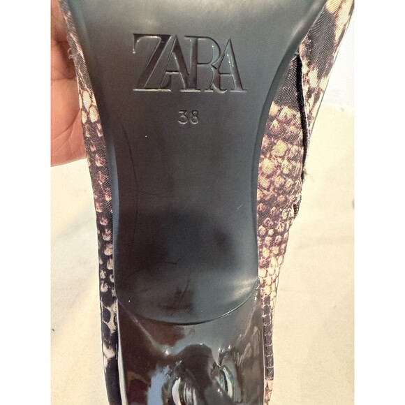 ZARA Women Boots Animal Snake Skin Heeled Pointed Toe Brown US 7.5 EUR 38 - Picture 13 of 13